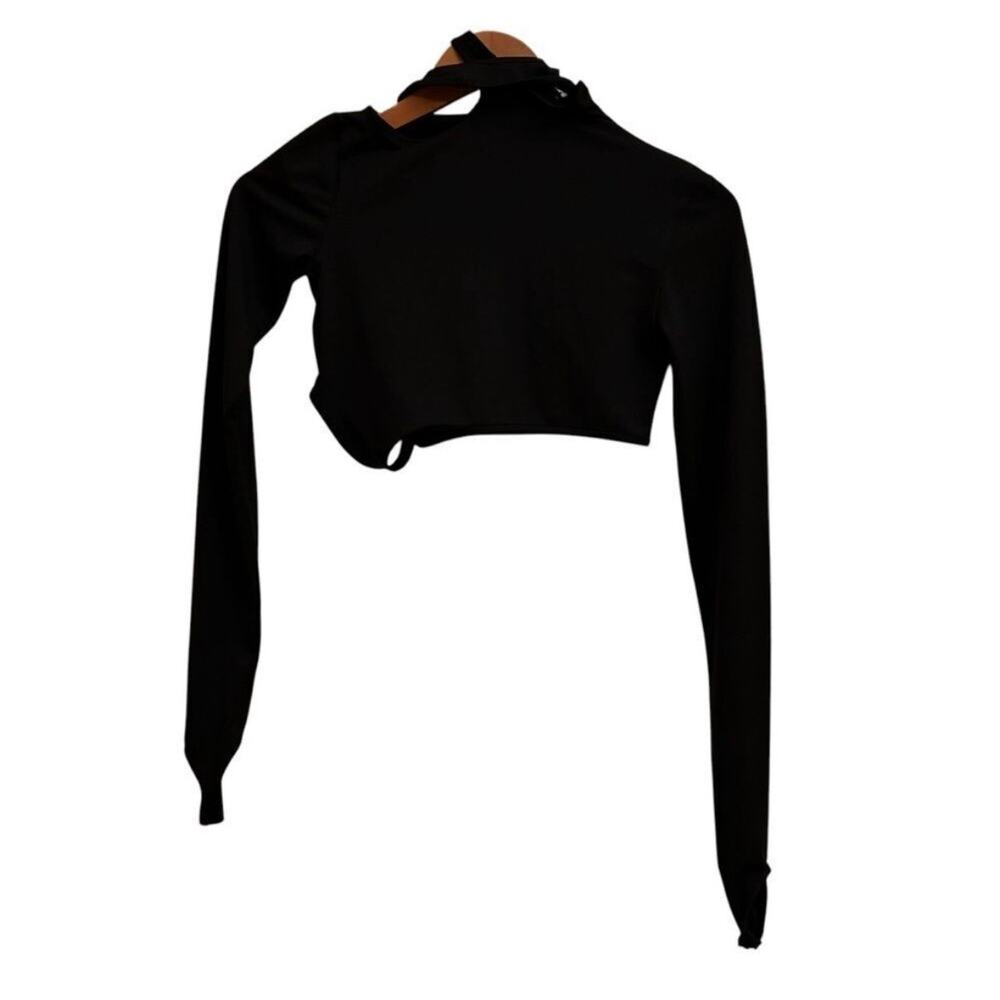 Hyein Seo Black Cutout Crop Top Thumbhole Long Sleeve Futuristic Edgy Size 2